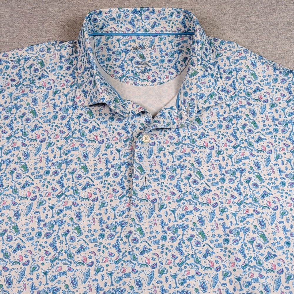 johnnie-O Hendrick Polo Shirt Mens XL Maliblu Cocktail Print JMPO5970 Golf Prep